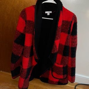red/black flannel sherpa jacket